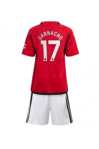 Fotbalové Dres Manchester United Alejandro Garnacho #17 Dětské Domácí Oblečení 2023-24 Krátký Rukáv (+ trenýrky)